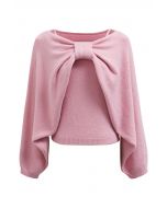 Ensemble haut à nœud papillon et pull envoûtant en rose