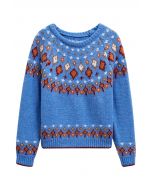 Pull et jersey Fair Isle Wonderland Flocon de neige et bleu