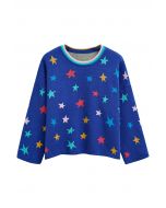 Pull en tricot à manches cloches Cosmic Charm Star en bleu roi