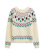 Pull en tricot Fair Isle Wonderland Snowflake en crème