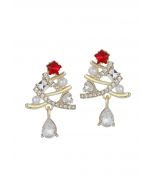 Boucles d'oreilles en forme d'arbre creux en forme d'étoile rouge