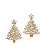 Boucles d'oreilles sapin de Noël à étoiles blanches