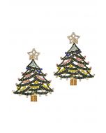 Boucles d'oreilles sapin de Noël en forme d'étoile vert foncé