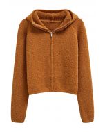 Cardigan zippé à capuche en tricot orange Winter Essentials