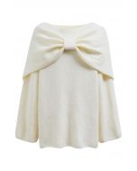 Robe pull en tricot métallisé 2 pièces avec nœud papillon en crème