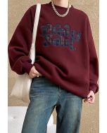 Sweat-shirt oversize doublé polaire Pretty Soul en bordeaux