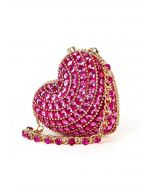 Mini sac à bandoulière en forme de cœur avec strass en rose