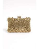 Pochette fantaisie avec superposition de strass en champagne