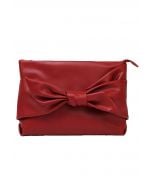 Ravissante pochette en PU avec nœud en rouge