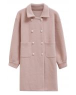 Manteau en tricot croisé Pearl en rose poudré