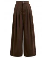 Pantalon Palazzo à plis avec poches latérales au look moderne en marron