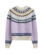 Pull en tricot flou Fair Isle multicolore en lilas