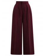 Pantalon Palazzo à poches latérales en bordeaux