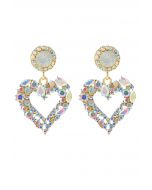 Boucles d'oreilles coeur scintillantes en strass en or