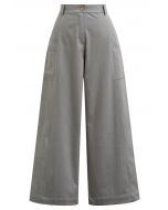 Pantalon large à poches latérales plaquées en gris