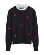 Haut en tricot à volants en coton Red Heart en noir