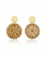 Boucles d'Oreilles Cercle Paille Rotin