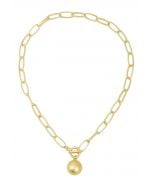 Collier Chaîne Ovale Boule Dorée