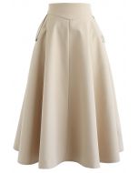 Jupe mi-longue Classic Simplicity A-Line en beige clair